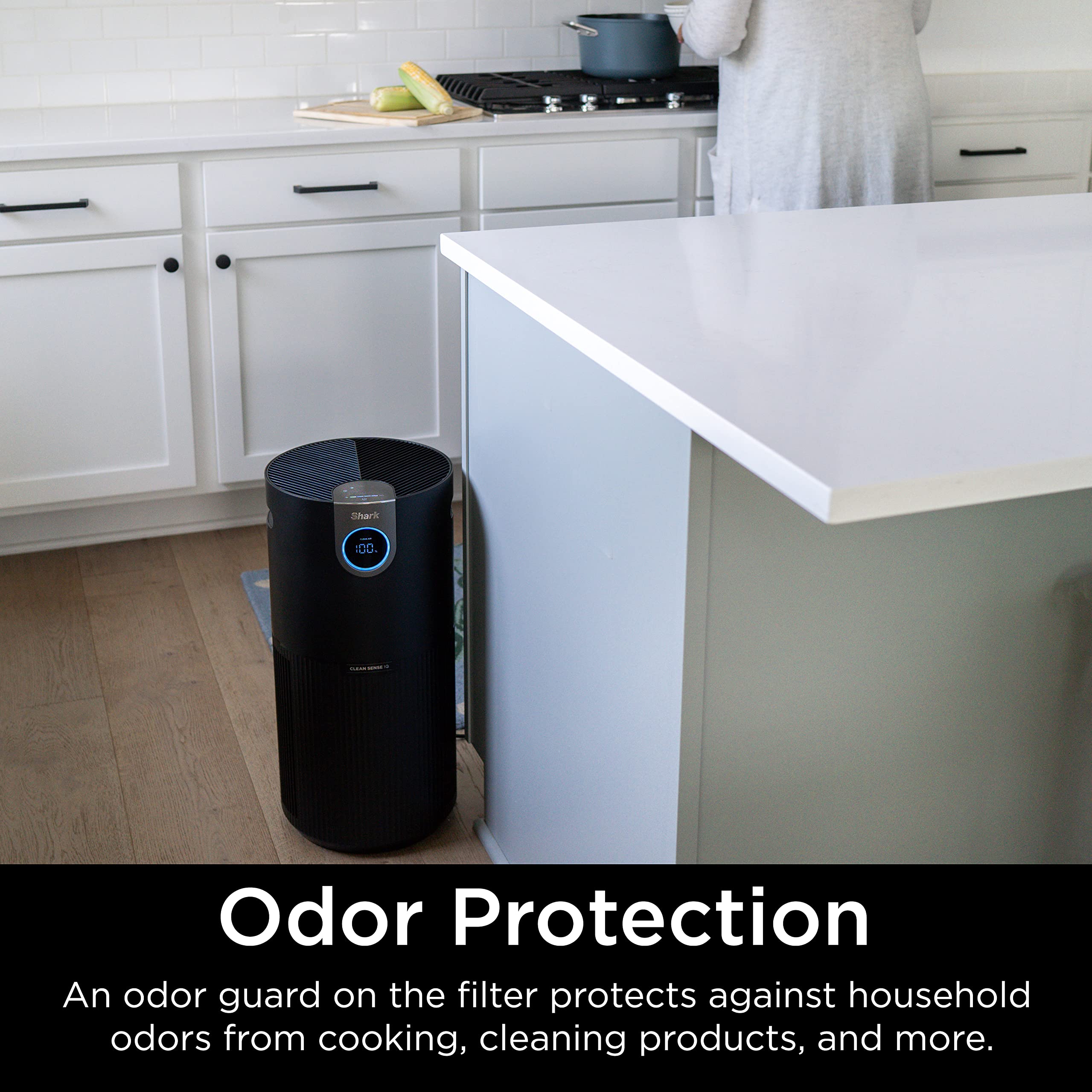 Shark Air Purifier for Home, Office, and Bedroom, Clean Sense Technology, HEPA Air Filter, 1200 Sq Ft, Captures 99.98% of Particles, Pet Dander, Pollutants, Dust, Smoke, Allergens & Smells, HP202