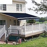 Diensweek Patio Awning Retractable Fully Assembled 12'x8', Manual Commercial Grade Awnings - Quality 100% 280G Ployester Wind