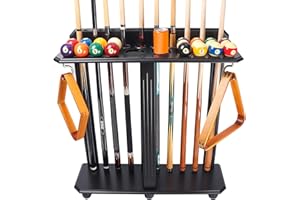 GSE Games & Sports Expert Corner-Style Floor Stand Billiard Pool Cue Racks with Score Counters, Holds Pool Cue Sticks, Balls Set, Ball Racks