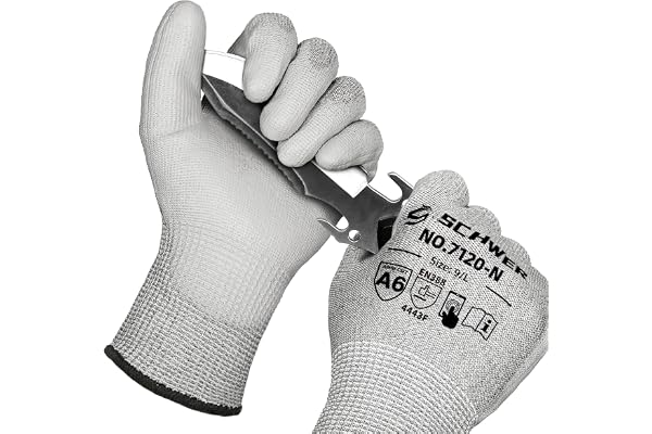 Schwer 3 Pairs Cut Resistant Gloves ANSI A6 Cut Proof Work Gloves, Touchscreen, for Men and Women Used to Woodworking, Glass