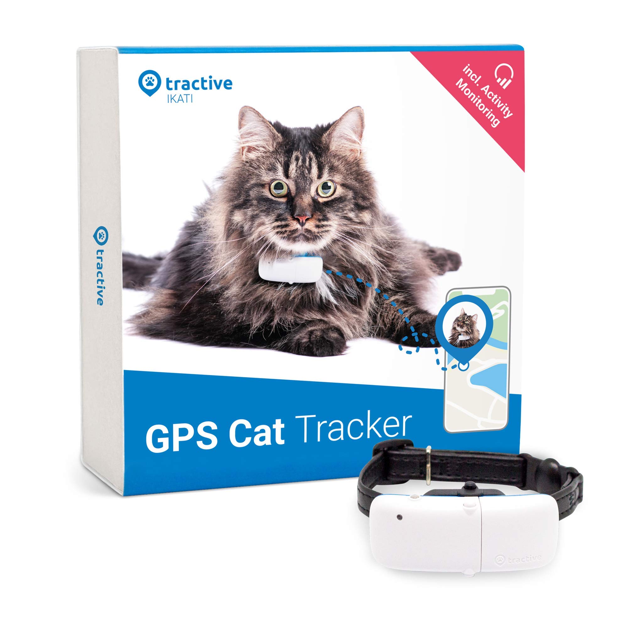 Tractive GPS collar for Cats, Tracker with unlimited Range, Activity