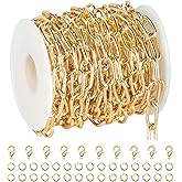 Jabogrii 5 Meters Gold Plated Aluminum Jewelry Making Chains Oval Paperclip Cable Chain Craft Chain for Jewelry Making