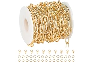 Jabogrii 5 Meters Gold Plated Aluminum Jewelry Making Chains Oval Paperclip Cable Chain Craft Chain for Jewelry Making