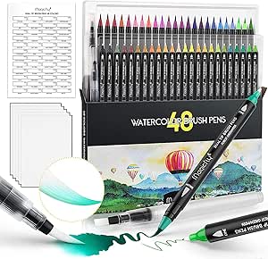 Magicfly Rotuladores Acuarelables de Doble Punta, Set de 48 ...