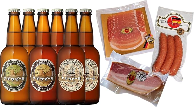Amazon Co Jp 父の日 贈り物 ギフト ビール 3種飲み比べ6本と贅沢手作りハムセット 食品 飲料 お酒
