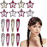 Matwsec 16 Pcs Metal Snap Hair Clips Leopard Print Hair Barrettes for Women Girls Water Drop Star Cute Hair Clips Non-Slip Y2k Hair Accessories