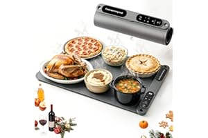 (Upgrade) Warming Mat for Food, Food Warmer 6 Dishes - 7 Temp Set & Memory Function Food Grade Silicone Heating Mat, 8H Timer