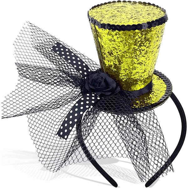 Amazon.com: Bniksok Blue Glitter Mini Top Hat Headband  display picture 1