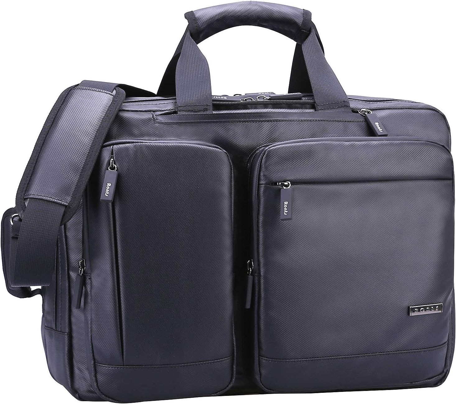 Ronts Convertible Backpack Briefcase for Men Waterproof Nylon Multifunction 15.6" Laptop Messenger Bag Travel Rucksack Black