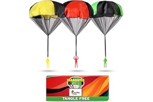 NUTTY TOYS Parachute Toys for Kids - Tangle Free Outdoor Flying Parachute Men, Top Indoor & Outside, 3 4 5 6 7 8 9 10 11 12 Year Old, Best Christmas Stocking Stuffers Idea 2025 Unique Boy & Girl Gifts