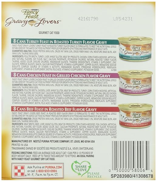 FANCY FEAST PURINA GRAVY LOVERS POULTRY AND BEEF FEAST VARIETY, 4.5 LB