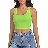 SanxiawaBa Women's Sleeveless Ribbed Crop Tops Crew Neck Stretchy Casual Basic Fitted Tank Top
