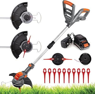 Terratek 20V Cordless Strimmer 2-in-1 with Battery Charger 12 Blades