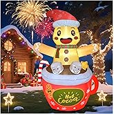 OILCUP 6.2 FT Christmas Gingerbread Inflatables Outdoor Decorations, Blow Up Gingerbread Man in Hot Cocoa Mug Candy Cane Yard Decor with Build-in LEDs for Indoor Outdoor Garden Party Lawn Xmas Decor