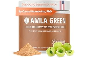 AMLA GREEN Amla Powder Superfood Supplement with Pumpkin Spice, 20x Ultra Concentrated Amla, Made with Cinnamon, Ginger, Nutmeg, Cloves, Allspice, Cardamom, Indian Gooseberries, Pumpkin Spice, 90 Servings