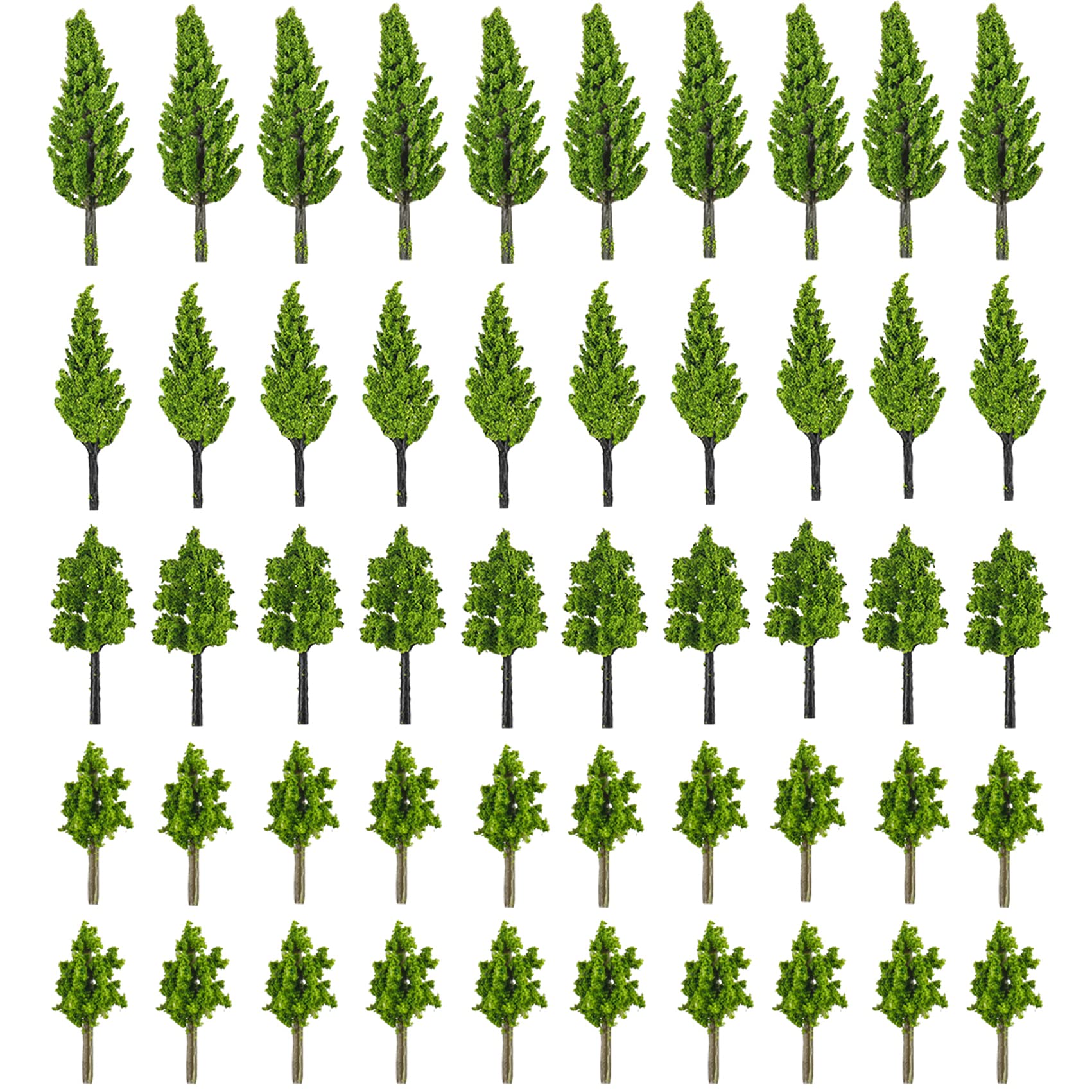 CYH 50 Pcs Mixed Model Trees, Landscape Model Diorama Trees Mixed, Miniature Architectural Landscape Model Railway Trees Natural Green for DIY Model Train Scenery Landscape