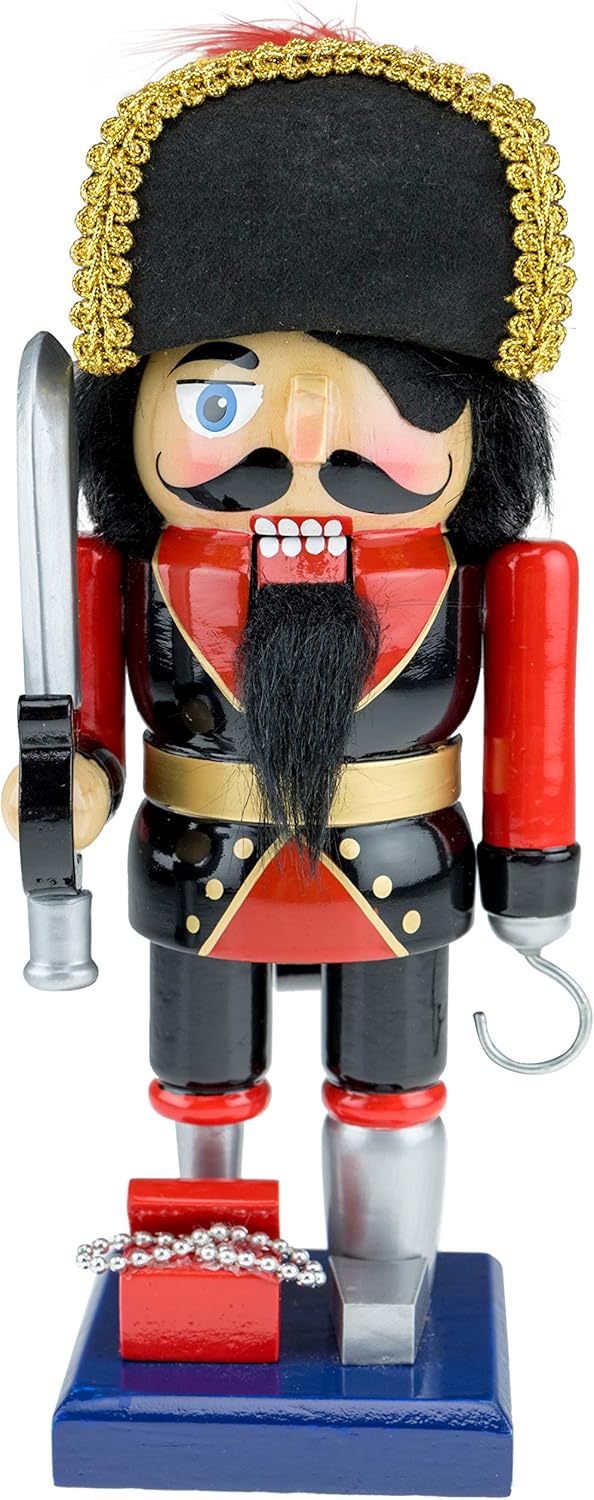 Nutcrackers - Clever Creations Pirate 9 Inch Traditional Wooden Nutcracker, Festive Christmas Décor for Shelves and Tables