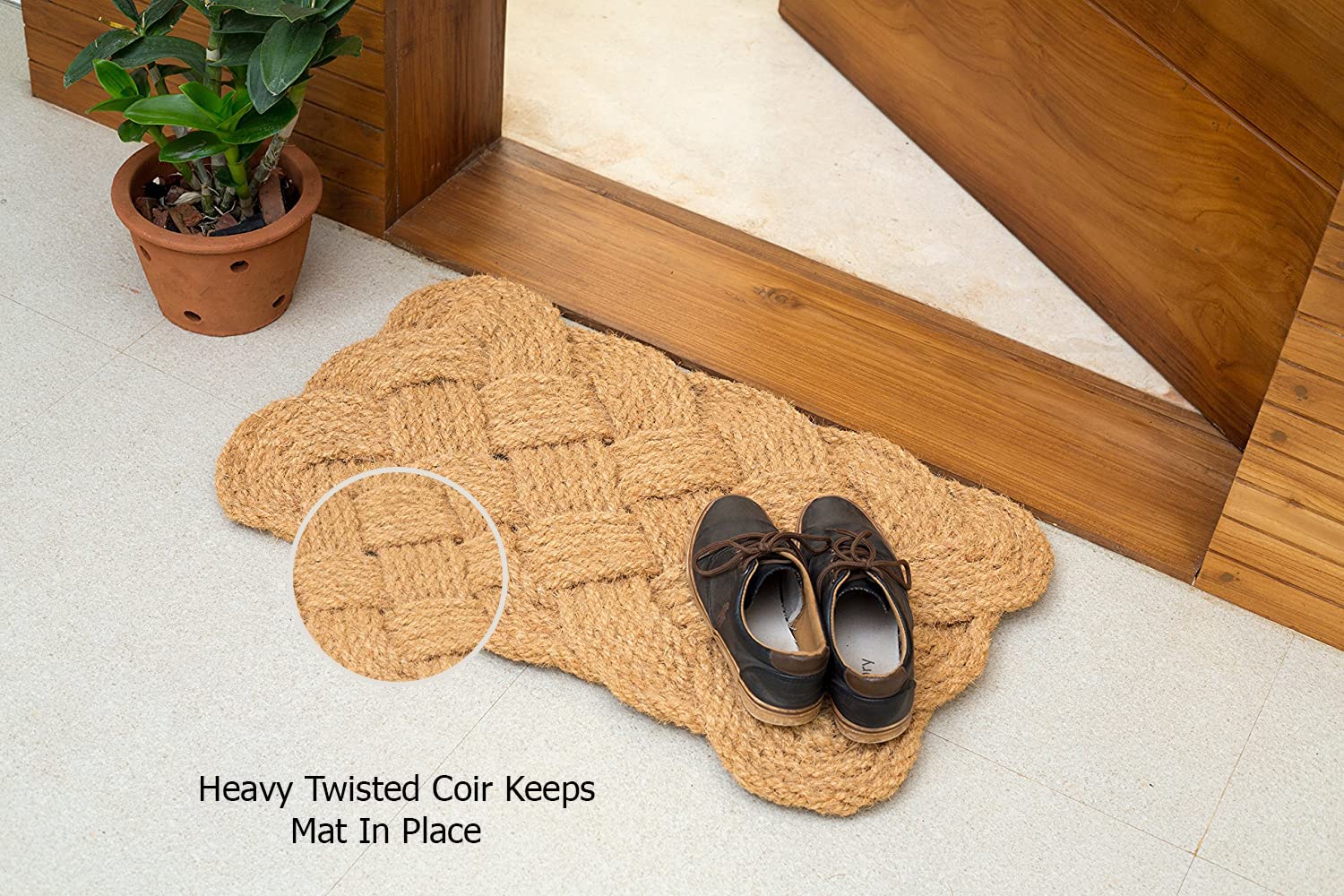 IRONGATE - Natural Jute Rope Woven Doormat - Set of 2-18x30-100% All Natural Fibers Nautical Mat - Classic Interwoven Rope Design Entryway Doormat - Image 4