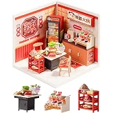 Rolife Super Creator Series, DIY Mini Panda Hot Pot Dollhouse House Kit, Bulid Scenary for Action Collectible Figures, Creative Gifts for Women Adults