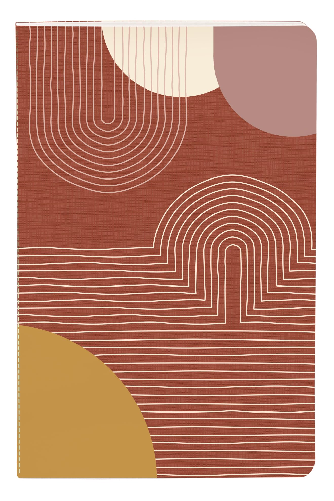 Clairefontaine 116062C - Small Thread-Stitched Notebook Warm Shades Geometric Shapes - 11x17cm 64 Lined Pages 90g Ivory Paper - Terracotta Collection -Mixed