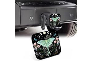 NITAHHHY 2" Trailer Hitch Cover,Mystical Green Butterfly and Moon with Flowers Rubber Towing Hitch Tube Cover Hitch for Men Women, Sturdy Receivers Plug Accessories for Pickups Trucks Cars
