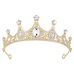 Gold Crown for Women Crystal Princess Tiaras