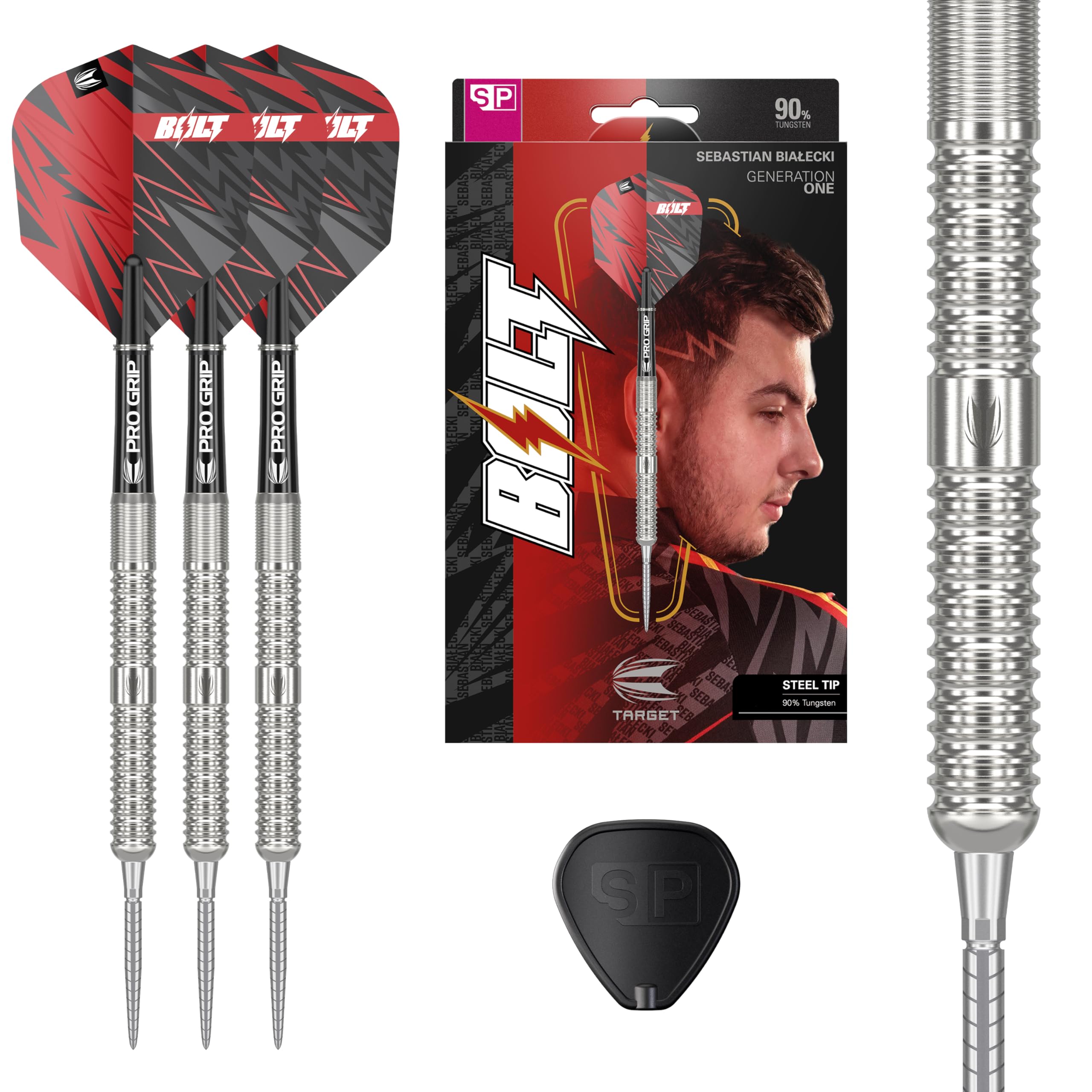 Target Darts Sebastian Bialecki Gen 1 Steel Tip Swiss Point Darts, 90% Tungsten Darts, 22G | Generation 1 Bialecki Steel Tip Darts, Player Edition Swiss Points Darts Set, Professional Dart Set