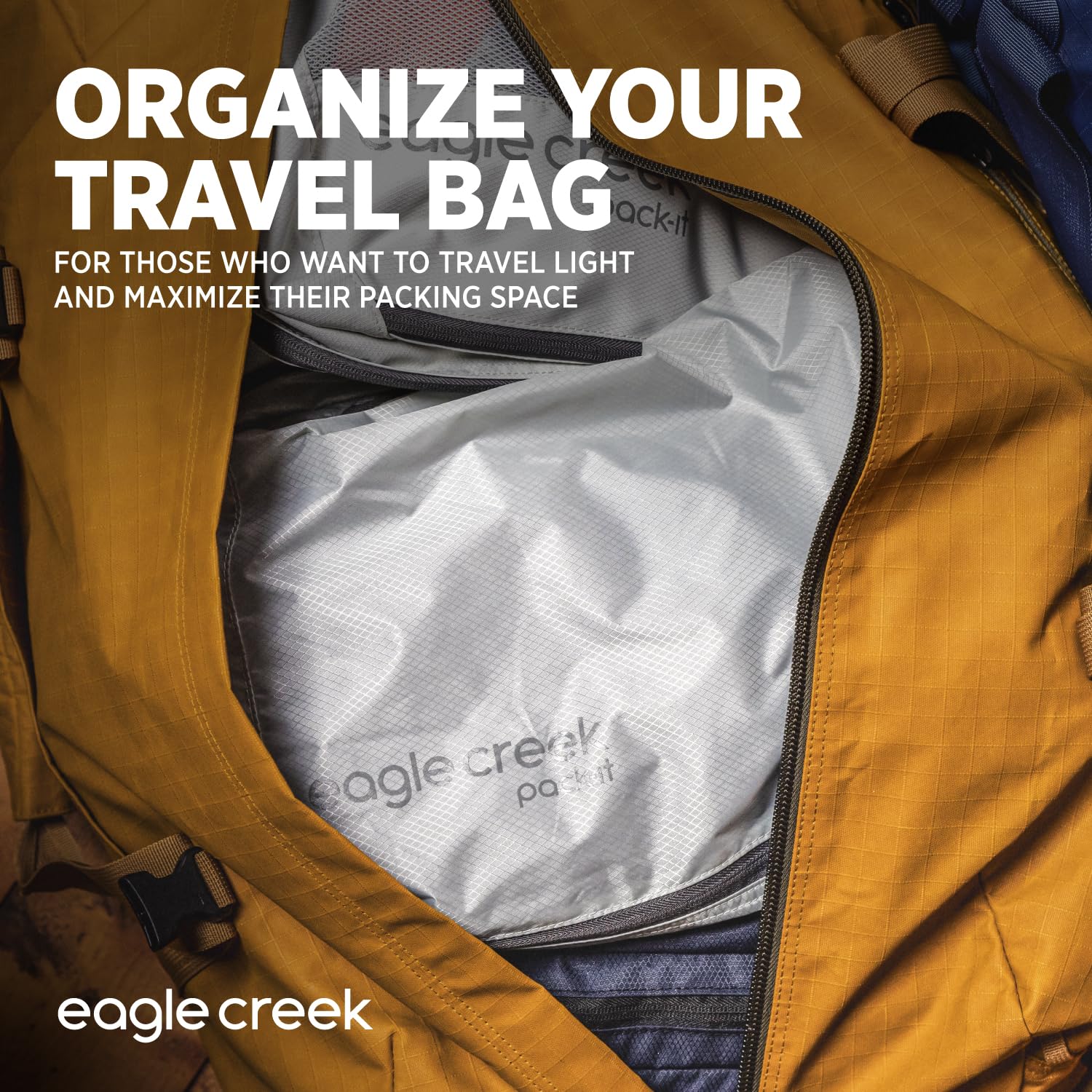 Eagle Creek Pack-It Isolate Cube Set - Compression Packing Cubes for Stackable Storage - Convenient Top Handle - Easy Grab Zipper Pull - Storm Grey - XS/S/M - 3