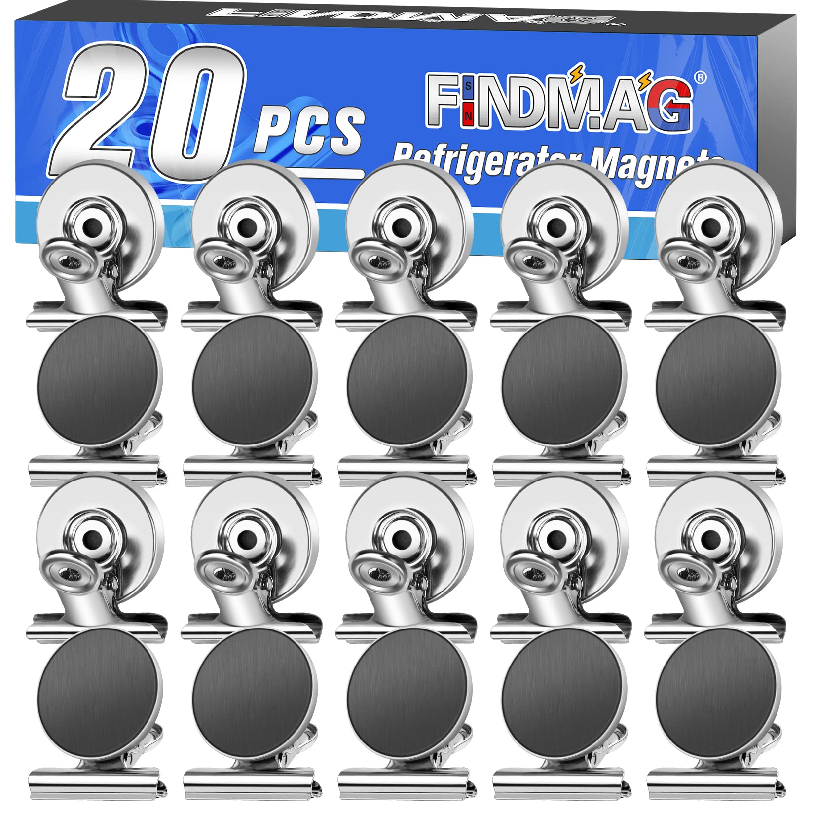 20 Pack Magnetic Clips, Scratch-Free Fridge Magnets Clips, Paper Clips, Wall Magnet, Magnet for Fridge, Strong Magnetic Clip for Bag, Paper, Whiteboard