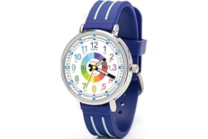KIDDUS Educational Kids Watch for Children, Boys and Girls. Analogue Time Teacher Wristwatch with Exercises, Japanese Quartz 