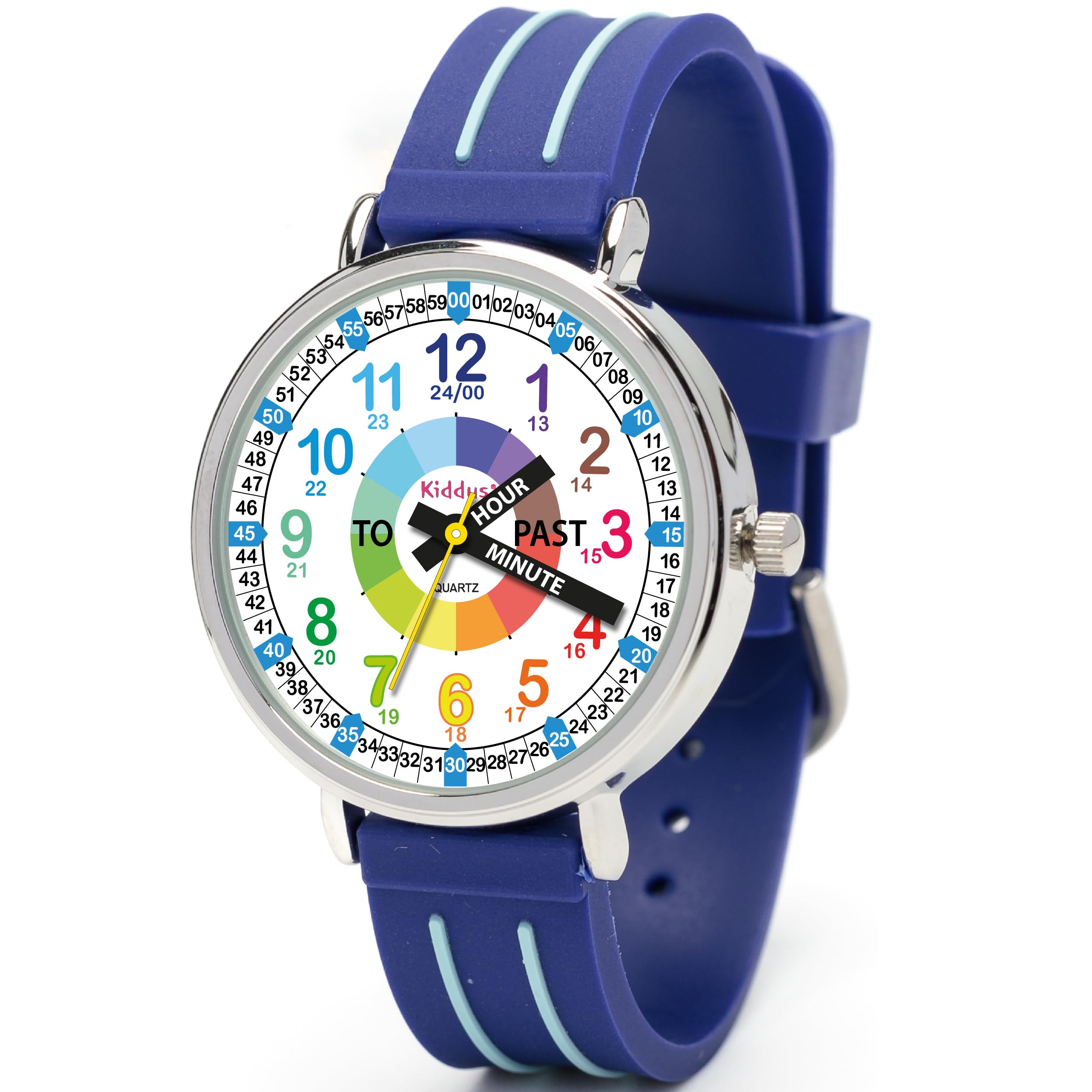 Kiddus Watches Boy and Girl Kids Ages 6-12 Analog Time Teacher with Exercises. Japanese Quartz Movement. Easy to Read and Learn Time. Girls Watches Ages 5-10