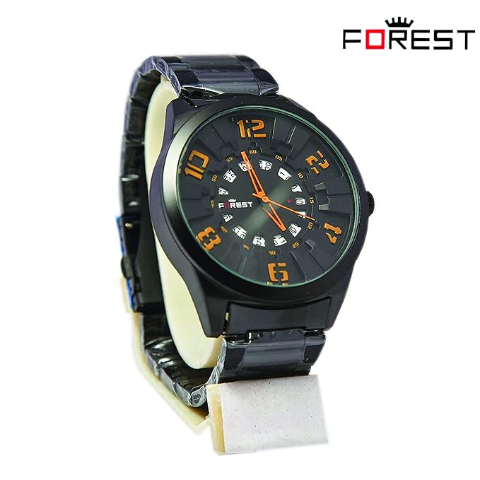 FOREST Wrist Watch Analogue Orange Dial Mens & Boys Watch