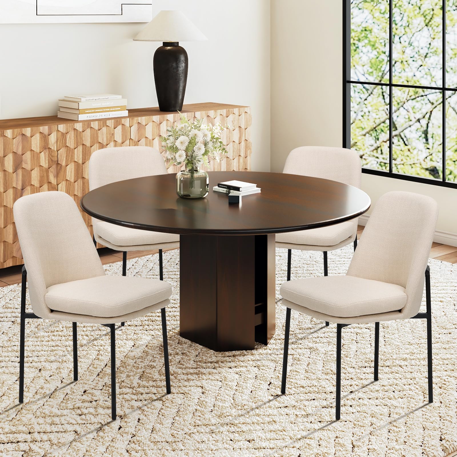 Photo 1 of ***MISSING ONE CHAIR****
COLAMY Modern Dining Chairs Set of 2, Fabric Upholstered Dining Room Chairs Dinner Chair Stylish Kitchen Chairs with Curved Back and Metal Legs, Beige
