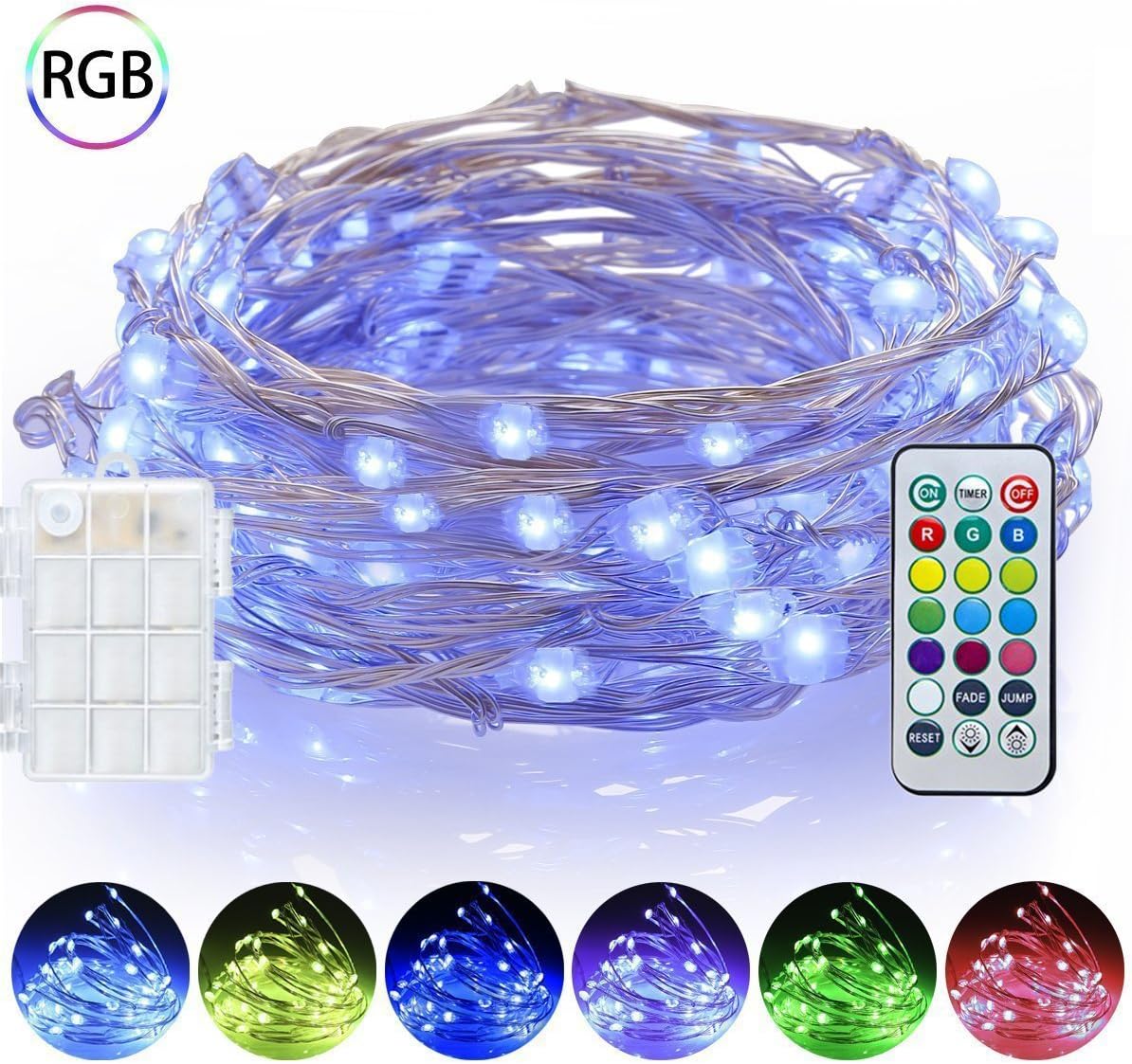 EShing Dimmable String Lights, 16.4ft 50 LED Battery Powered Multi