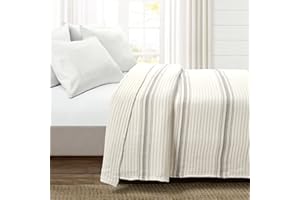 Lush Decor Comforter Farmhouse Stripe, King, Gray