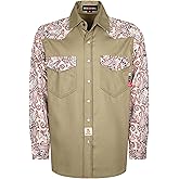 BOCOMAL FR Shirts Pearl Snaps Two Tone Plaid/Solid Flame Resistant Cotton Welding Shirt NFPA 2112 CAT 2