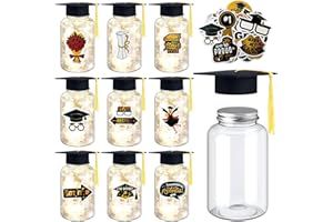 LAIAMER 10 Sets Graduation Mason Jar, 2025 Graduation Centerpieces with Fairy String Lights and Graduation Stickers, Graduation Table Decorations Graduation Party Supplies Favors for College School
