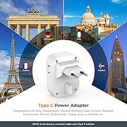 TESSAN European Travel Plug Adapter 2 Packs, Type C