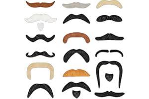 Itscolofy 18PCS Mustache Self Adhesive, Stick On Mustache Costume, Halloween Party Beard Costume Accessory for Adults Black