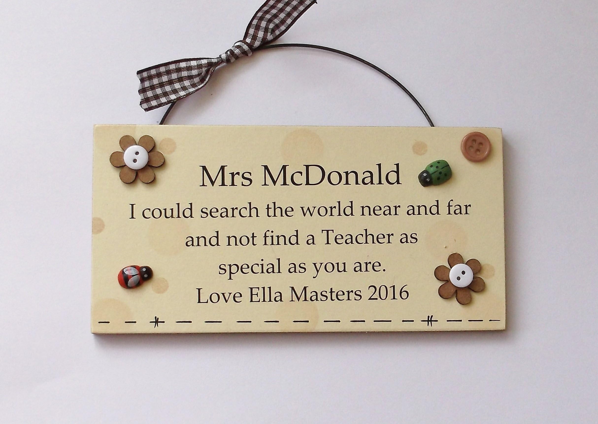 Personalised Thank You Teacher Wooden Gift Plaque Male and Female