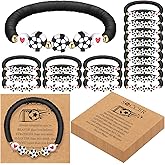 Ecation 20 Set Soccer Bracelets Team Gift Bulk Adjustable Sport Bead Ball Charm Bracelet with Inspirational Card for Sport Soccer Ball Team Lovers Players Gifts Birthday Party Favors