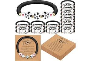 Ecation 20 Set Soccer Bracelets Team Gift Bulk Adjustable Sport Bead Ball Charm Bracelet with Inspirational Card for Sport Soccer Ball Team Lovers Players Gifts Birthday Party Favors