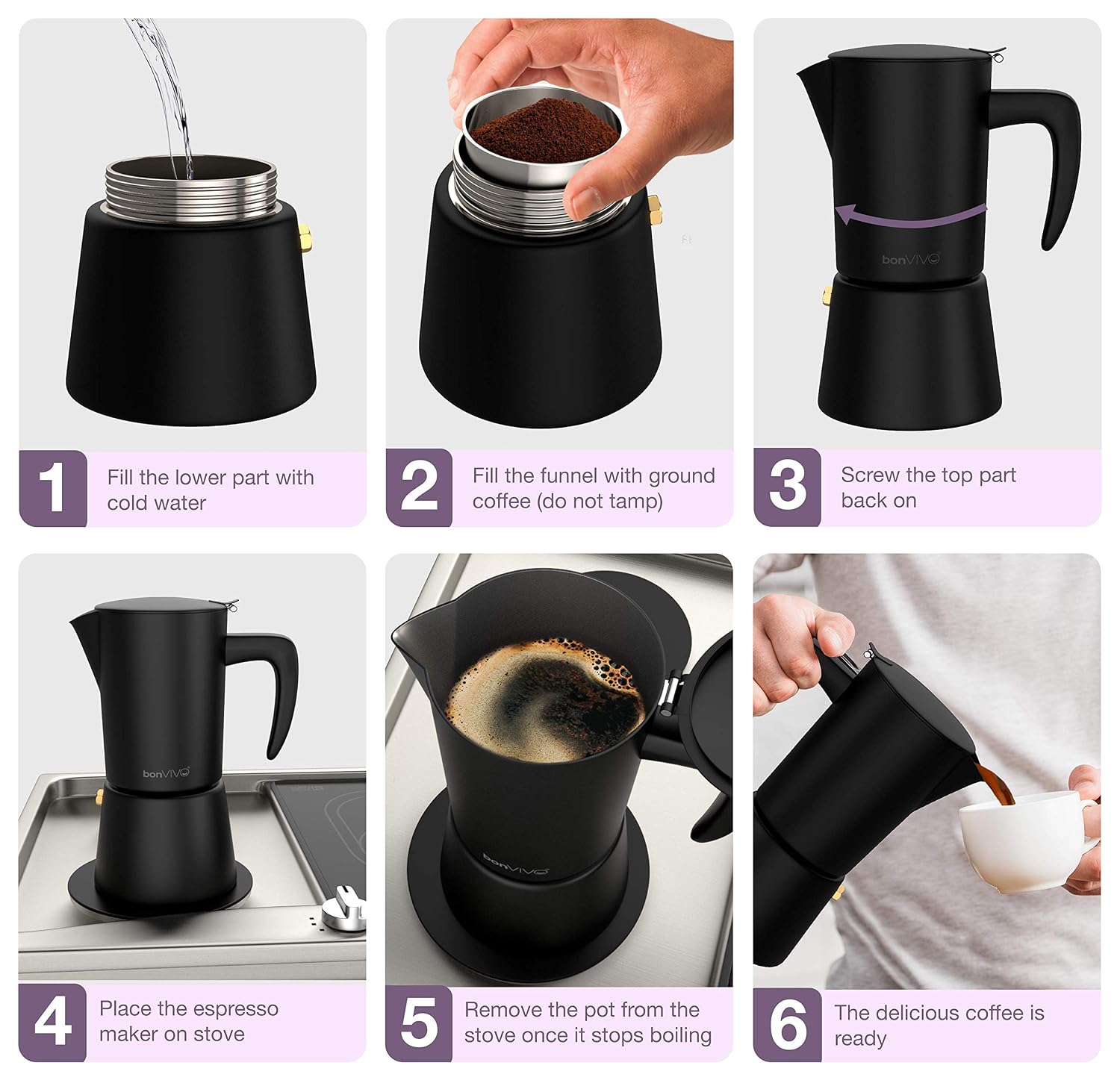 Color Cobre bonVIVO Intenca Cafetera Italiana Express De Inducción De Acero  Inoxidable Cafeteras Express para Espresso Pequeño electrodoméstico Hogar y  cocina futakuchi-hakata.com
