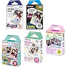 Fujifilm Instax Mini 5 Pack Bundle Includes Stained Glass, Comic, Stripe, Shiny Star, Airmail. 10 sheets X 5 Pack = 50 Sheets.