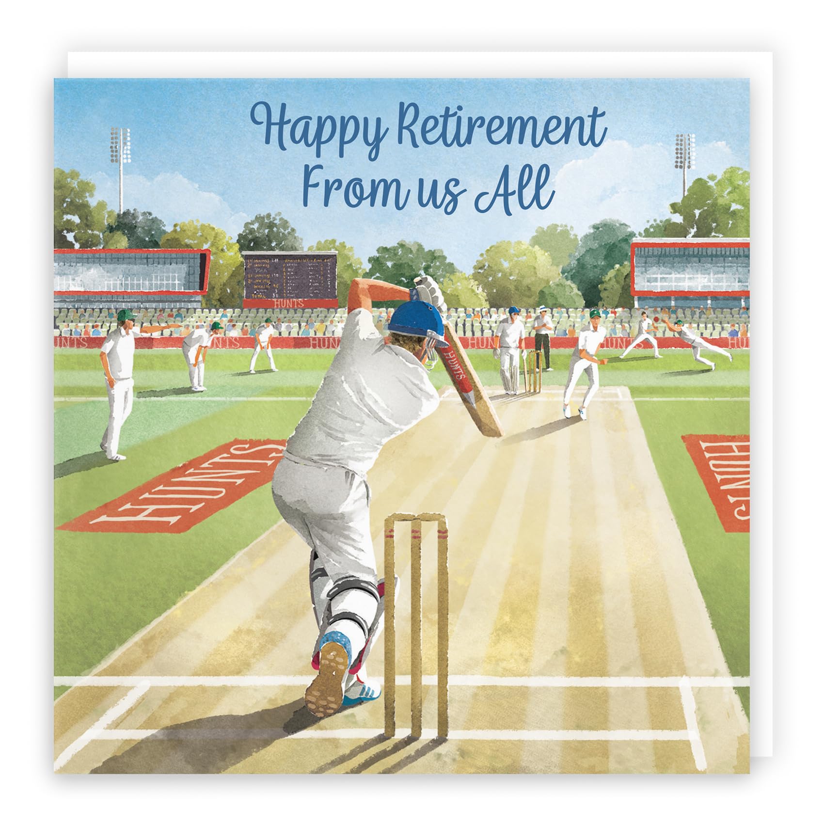 Hunts England - Cricket Fun Retirement Card From Us All - Milo's Gallery - Sport Retirement Card - Retiring Card For Cricket Fans, Men, Friend, Employee, Colleague, Boss, Manager