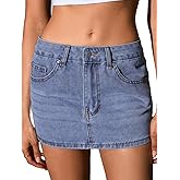 MakeMeChic Women's Casual High Waist Bodycon Jean Skirt Button Zipper Fly Mini Denim Skirt