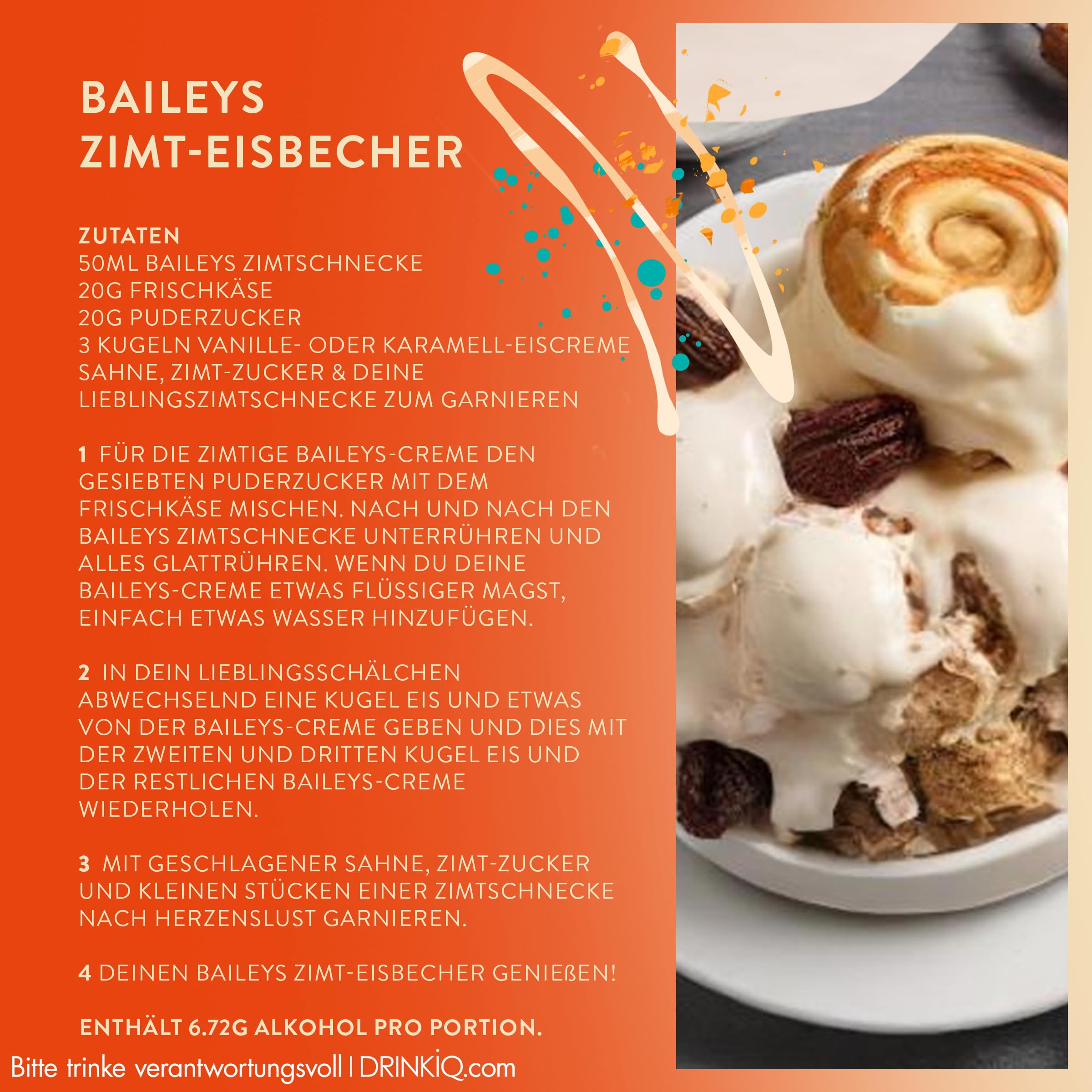 Baileys Zimtschnecke, Irish Cream Likör, neue limitierte Edition, Purer Genuß auf Eis, B-Corp zertifiziert, 17% vol, 500ml Einzelflasche 4