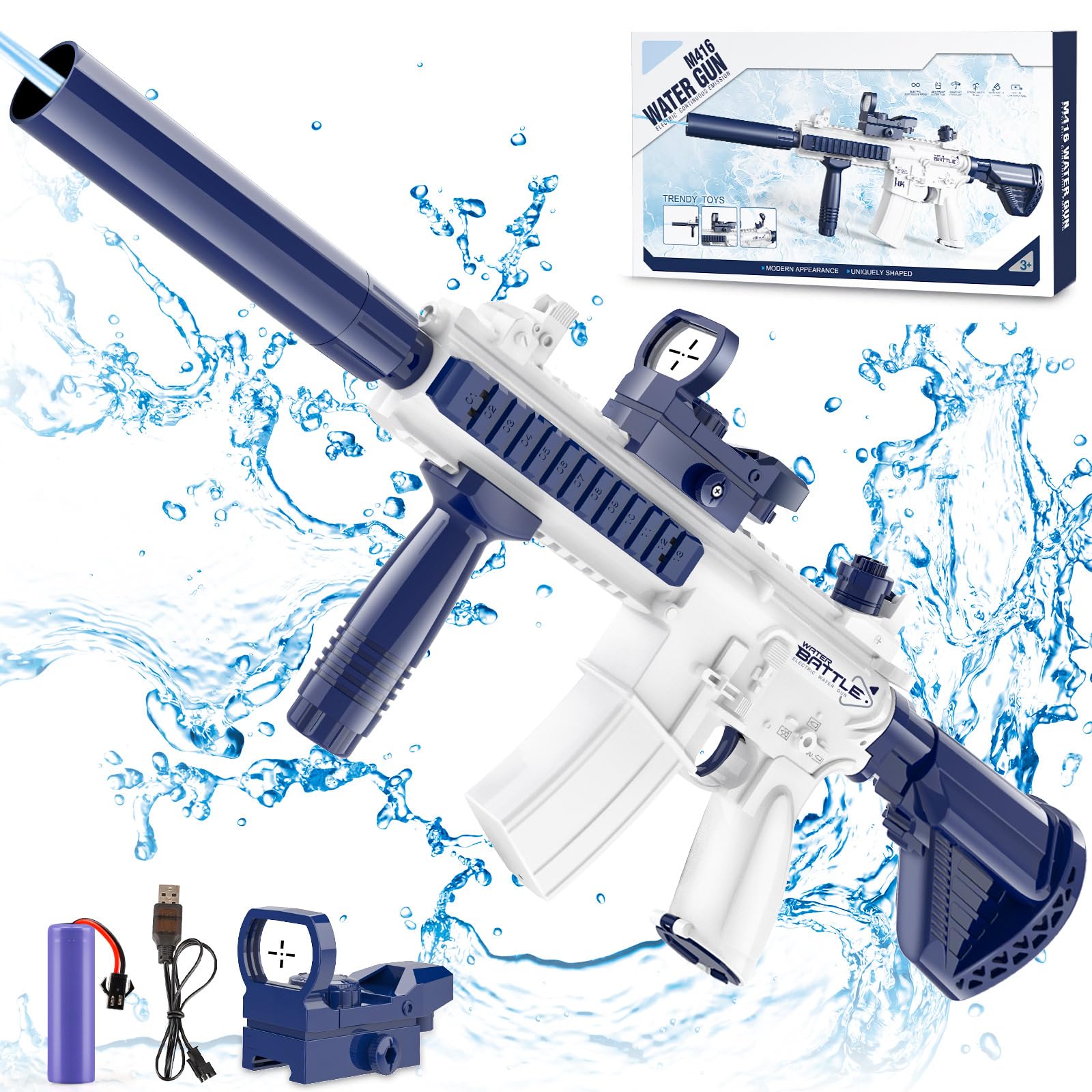 Dolanus Electric Water Gun for Kids Adults - Automatic Squirt Gun with up to 32 Ft Long Range, Summer Outdoor Beach Swimming Pool Party Toys, Gift for Kids Age 8 9 10 11 12 Years Old Boys - Blue
