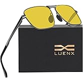 LUENX Rectangular Polarized Aviator Sunglasses for Men Retro Pilot Shades Driving UV400 Protection