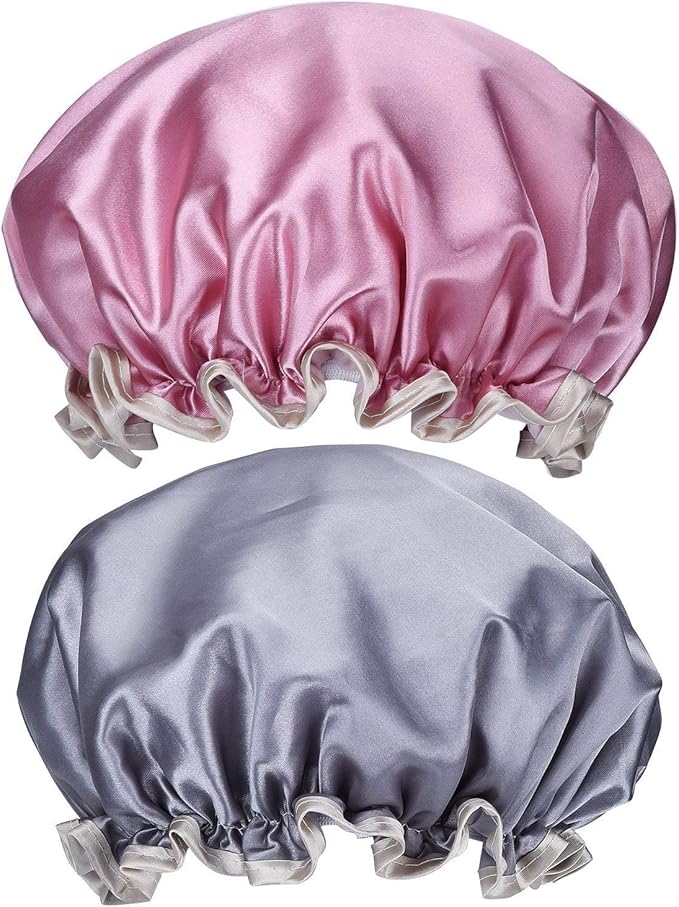 Bonnet De Douche Extra Large Femme – Double Couche Imperméable Réglable – Motifs Variés
